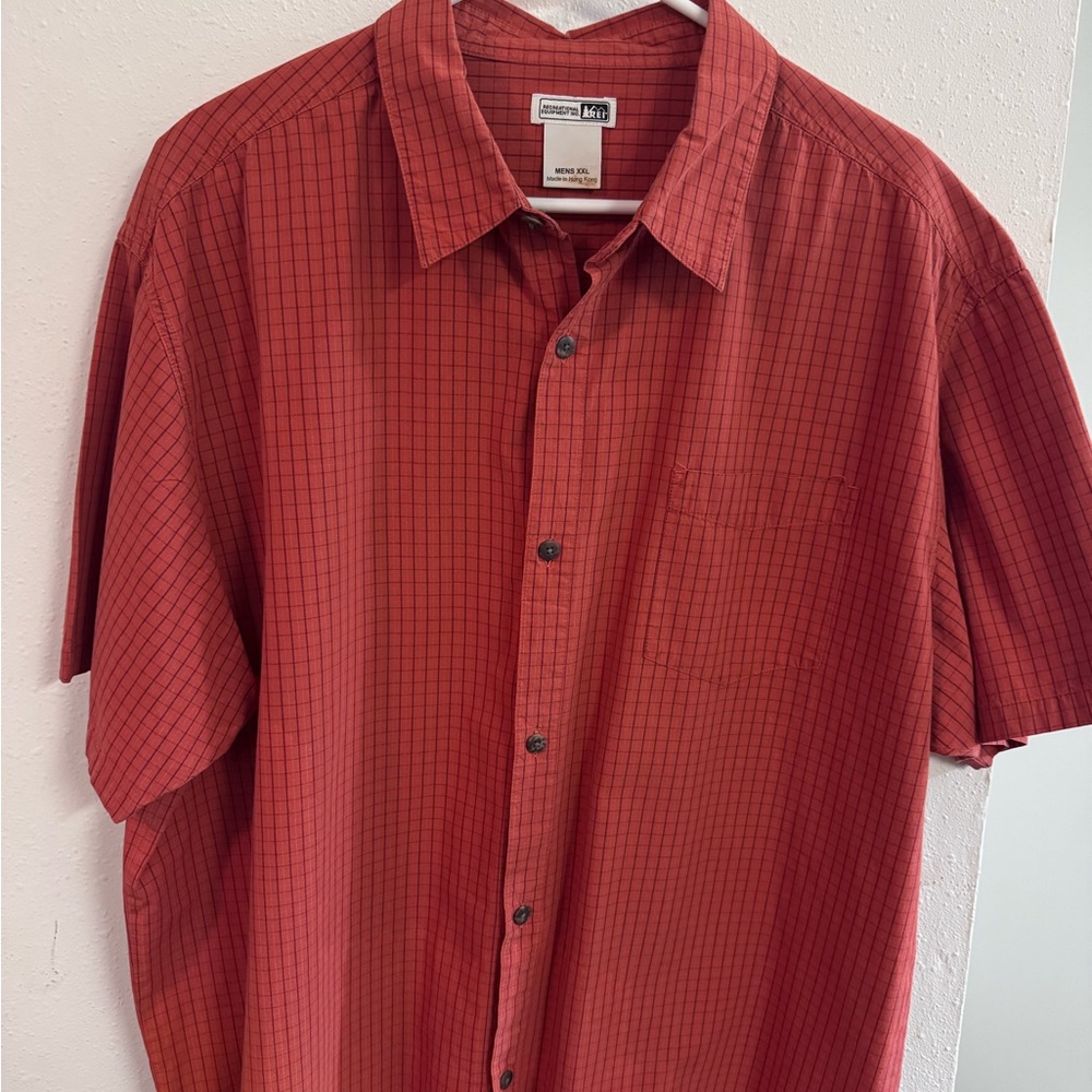 REI orange Checkered Button-Down Shirt